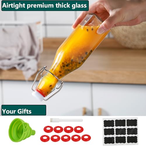 ZEBEIYU Swing Top Glass Bottles 8 oz with Airtight Lids for Home Brewing, Kombucha, Kefir, Vanilla Extract, Beer, Oil, Vinegar, Homemade Juices, Water,Soda Set of 9