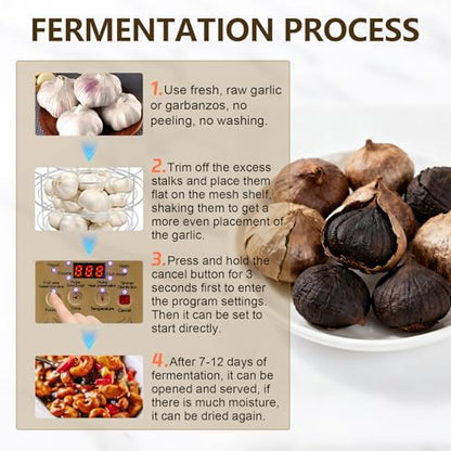 6L Black Garlic Fermenter 90W Automatic Intelligent Fermentation Box with Inner Pot and Garlic Shelf, 7-12 Days Black Garlic Sweet Rice Wine Maker Natto Yogurt Fermentation Pot 110V 60HZ
