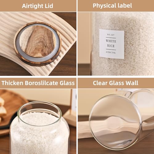 2 Pack Large Glass Storage Jars with Airtight Bamboo Lids, 95 FL OZ/2800 ml, Perfect for Kitchen Counter & Pantry Storage – Ideal for Flour, Sugar, Coffee, Rice, Nuts and More， - size: 94oz*2