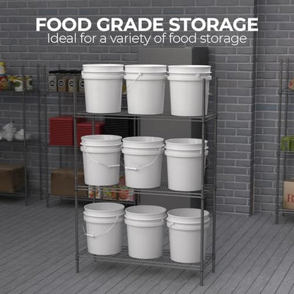 3.5-Gallon White Bucket Pail Container with Lid | Food Grade | Heavy-Duty Approx 90 MIL Extra Durable | Metal Handles with Plastic Grip | Multi-Use | Easy Stack and Store | BPA Free - 5 Pack - color: White - 3.5 Gallon, size: 5 Packs