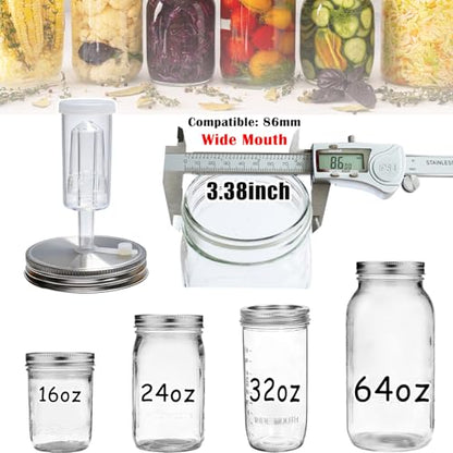 laffeya Fermentation Lids Kit, 6 Sets Stainless Steel Wide Mouth Mason Lids | Mason Jar Fermenting Lid, Airlock, Thermometer Strip, Silicone Ring & Grommet, Fermentation Airlock Lids (Jars Not Included)