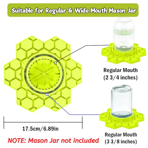 2Pcs Silicone Bee Water Station & Feeder for Regular & Wide Mason Jars, Versatile Garden Bee Waterer & Outdoor Bee Feeder, Durable, Essential for Backyard Garden Beekeeping