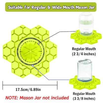 2Pcs Silicone Bee Water Station & Feeder for Regular & Wide Mason Jars, Versatile Garden Bee Waterer & Outdoor Bee Feeder, Durable, Essential for Backyard Garden Beekeeping