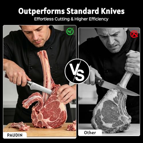 PAUDIN Boning Knife 6 Inch, Super Sharp Fillet Knife, German High Carbon Stainless Steel Deboning Knives, Professional Boning Knives for Meat Poultry Chicken, Pakkawood Handle with Gift Box - style: 6'' Boning Knife