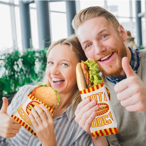 Yarlung 300 Pack Hot Dog Bags and Hamburger Wrappers Set, Grease-proof Food Wrapper Warming Foil Hot Dog Sleeves Retain Heat for Popcorn, Sausages, Party, Snack Bar