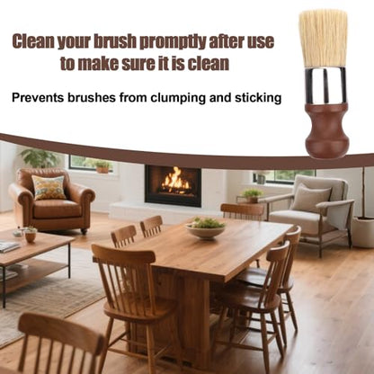 Gosknor Short Handle Salve Brush for Furniture, Leather & Wood Care Cleaning Brush with Comfortable Handle & Soft Bristles Wax Brushing Tool for Home Car Interiors (Brown)