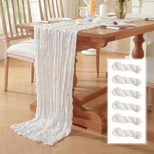 6 Pack Cheesecloth Table Runner, Fall Table Runner 120 Inch – Ivory Cheesecloth Gauze – 10FT Cheese Cloth Runner for Wedding, Party, Baby Shower, Home Decorations - color: Ivory, size: 10ft x 6pcs