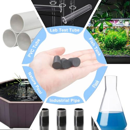 12pcs Lab Rubber Stoppers for Lab Tube 00# Hole Stopper | 11x15x20mm Stopper Size Black Tapered Shaped Solid Rubber Stopper - size: 00# Black