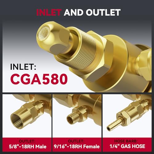 ARCCAPTAIN Argon CO2 Regulators with 8.2FT Inert Gas Welding Hose, Welding Regulator for MIG and TIG, 0-4000 PSI, 0-30+ CFH, CGA580 Inlet Connection - style: 0-4000 PSI with Hose