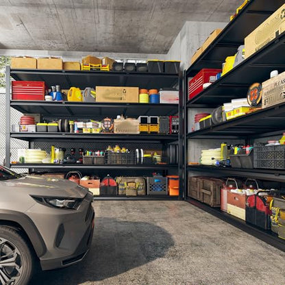 REIBII 60" W Garage Shelving Heavy Duty, 3000LBS Freestanding Metal Shelves with Double-Layer Columns and Reinforced Anti-Wobble Design for Garage, Basement, Workshop, Office - size: 60" W x 24" D x 72" H