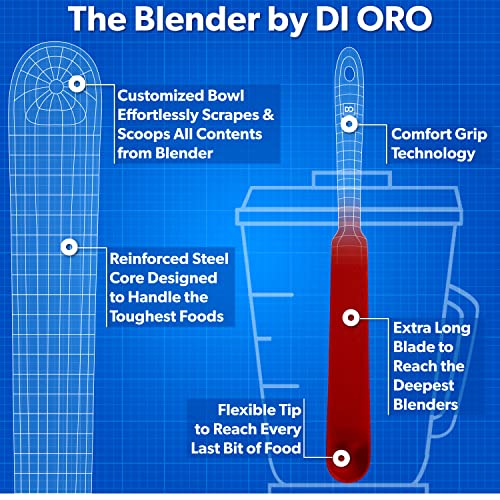 DI ORO Silicone Blender & Jar Spatulas - Heat Resistant Silicone Utensil Set for Cooking, Mixing, Baking, & Scraping (2pc, Red) - color: Red