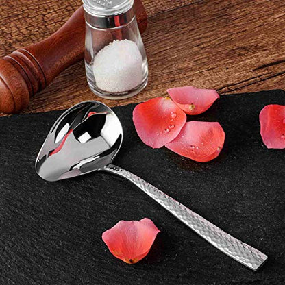 KEAWELL Louis Hammered 18/10 Stainless Steel Sauce Ladle With Pouring Spout, Great small sauce spoon for gravies and dressings, 7.4 Inch, Dishwasher Safe (1)