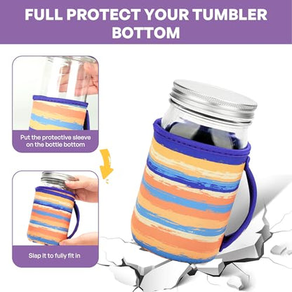KJQJLY 4 Pcs Mason Jars Sleeves Neoprene 32oz Regular and Wide Mouth Mason Jar Sleeves Holder with Handle (rainbow, 32 OZ) - color: rainbow, size: 32 OZ