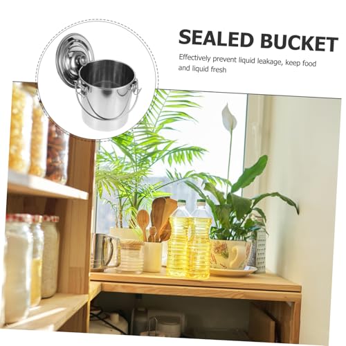 304 Stainless Steel Sealed Transport Bucket Locking Lid 6L Leak-Proof Food Storage Container for Cooking Oil Disposal and Grease Transport