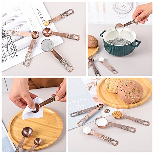 Measuring Cups and Spoons Set 10, Copper Measuring Cups and Spoons Set for Baking & Kitchen, Metric & US Stainless Steel 4 Measure Cups and 5 Spoons with Leveler - color: Copper, size: B: Set of 10