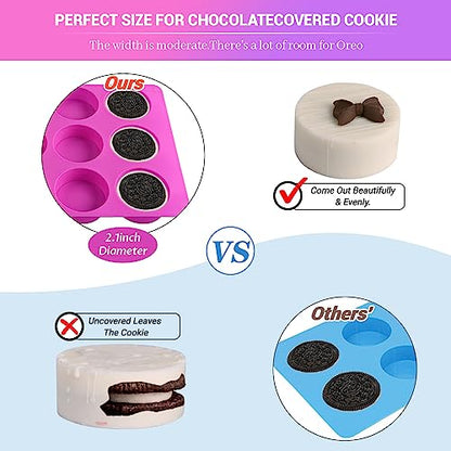 Sakolla 3 Pcs Round Chocolate Cookie Molds, 12-Cavity Cylinder Silicone Molds for Chocolate, Cake, Candy, Pudding, Mini Soap (2 Rose Red+1 Blue) - color: 3 Pcs/Rose Red&Blue