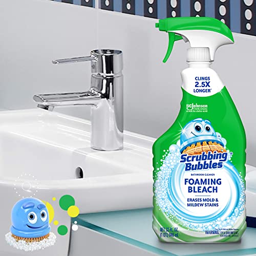 Scrubbing Bubbles Foaming Bleach Bathroom and Shower Cleaner Disinfectant Spray, Helps Erase Mold & Mildew, 32oz (Pack of 8) - size: 32 Ounce (Pack of 8)