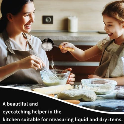 Malmo Measuring Cup with Wooden Handle, 1 Cup Titanium-plating 250 Ml Stainless Steel, Space Gray - size: 1 Cup