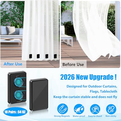 36pcs Outdoor Curtain Weights, Waterproof Magnetic Curtain Weights, Heavy Drapery Weights Bottom, Weighted Magnets for Heavy Wind, Shower Curtain, Garden Flag, Tablecloth (Black, 18pairs) - color: Black-36pcs