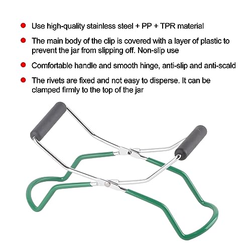 flexman Canning Jar Lifter, Multifunctional Stainless Steel Antiscalding Tray Dish Clamp with Grip Handle, Kitchen Tool for Homes Restaurants Collect Cans (Green) - color: Green