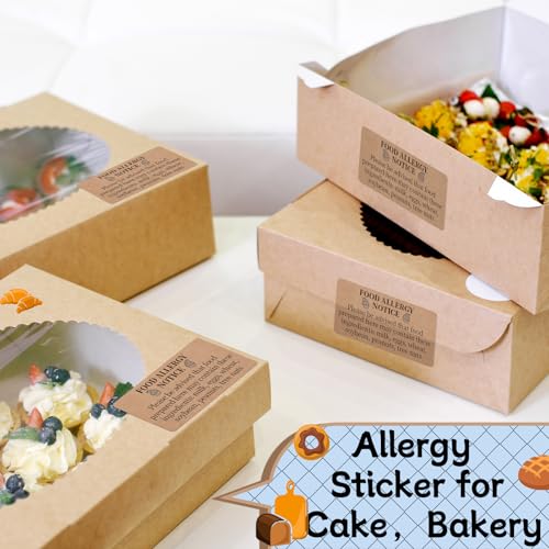 Gueevin 600 Count 1x2'' Food Allergy Warning Labels Allergies Restaurant Food Safety Self Adhesive Stickers Restaurant Removable Thermal Printed Labels for Kitchen(Brown) - color: Brown