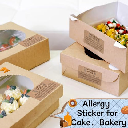 Gueevin 600 Count 1x2'' Food Allergy Warning Labels Allergies Restaurant Food Safety Self Adhesive Stickers Restaurant Removable Thermal Printed Labels for Kitchen(Brown) - color: Brown