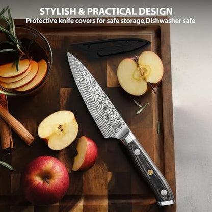 MOSFiATA 4 Inch Paring Knife, Kitchen Knife Fruit Knives with Sheath, German High Carbon Stainless Steel EN1.4116 Precision Cooking Vegetable Knife for Carving, Peeling, Trimming - style: 4 inch paring knife