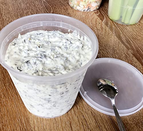 24oz [24-Pack] Microwavable Plastic Deli Food Storage Containers with Lids | BPA Free, leak-resistant, stackable and freezer-safe design helps keep food fresh and secure - size: 24 oz - 24 Pack