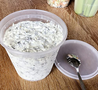 24oz [24-Pack] Microwavable Plastic Deli Food Storage Containers with Lids | BPA Free, leak-resistant, stackable and freezer-safe design helps keep food fresh and secure - size: 24 oz - 24 Pack