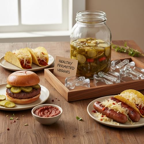 TOPZEA 9 Pack Fermentation Glass Weights with Easy Grip Handle for Wide Mouth Mason Jar Canning Pickling Jars, Glass Fermentation Weights Fermenting Kit for Sauerkraut, Kimchi and More