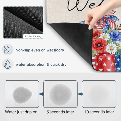 250 Anniversary Dish Drying Mat for Kitchen Counter, Absorbent Quick Dry Coffee Bar Mat Pad Thin Diatomaceous Sink Mats, American Flag Windmill Daisy Florals Beige Non Slip Dish Drainer Mats 16''x18'' - size: 18" x 16"