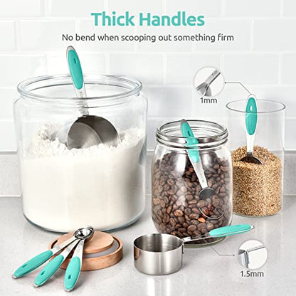 Measuring Cups and Spoons Set: U-Taste 18/8 Stainless Steel 12 Pieces Metal Stacking Kitchen Baking Cooking Food Measure Set 7 Cups 5 Spoons with Strengthened Weld Joints (Aqua Sky) - color: Aqua Sky