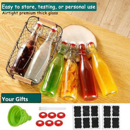 ZEBEIYU 10 Pack Swing Top Glass Bottles 8.5 oz,Flip Top Beer Brewing Bottles for Kombucha, Homemade, Kefir, Water, Beverages, Soda, Oil, Vinegar, Fermentation,Limoncello - size: 8.5 oz