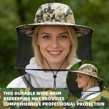 1 Pcs Bee Keeper Hat, A Beekeeping Hat Featuring a Breathable Veil and Drawstring Design, Equipped with a Honey Scraper for Beekeeping Protection and Honey Harvesting