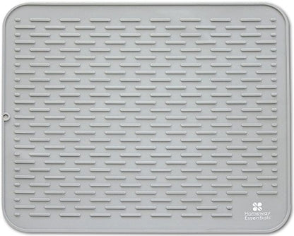 Silicone Dish Drying Mat - 21 x 18 - Extra Large Counter Top Dish Draining Sink Mat, Large Silicone Trivet (EXTRA LARGE, GREY) - color: Gray, size: EXTRA LARGE