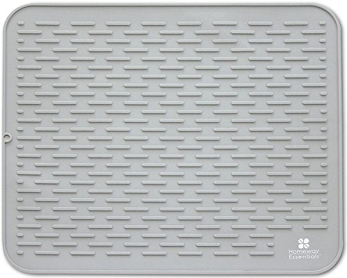 Silicone Dish Drying Mat - 21 x 18 - Extra Large Counter Top Dish Draining Sink Mat, Large Silicone Trivet (EXTRA LARGE, GREY) - color: Gray, size: EXTRA LARGE