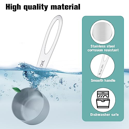 4Pcs 1/8 Cup Measuring Cup, 30ml Scoop, Stainless Steel Measuring Cups, Coffee Scoops, Measuring Scoops Tablespoon Measure Spoon, Short Handle & Long Handle Cooking Measuring Scoop(30ML) - color: 4 Pcs/Set
