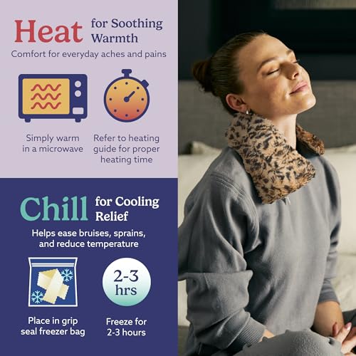 warmies Microwavable Neck & Shoulder Wrap - Lavender-Scented Heated Neck Wrap - Soothing Microwave Heating Pad - Weighted Heat Pack for Aches & Pain - Leopard - color: Leopard