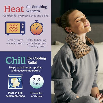 warmies Microwavable Neck & Shoulder Wrap - Lavender-Scented Heated Neck Wrap - Soothing Microwave Heating Pad - Weighted Heat Pack for Aches & Pain - Leopard - color: Leopard