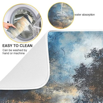 Sky Lake Tree Dish Drying Mat for Kitchen Counter Super Absorbent Draining Mat with Non-slip Backed Waterproof Sink Mats for Dish Cups Bowl Bottles Countertops Sinks Draining Racks