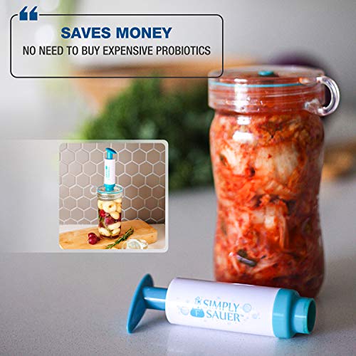 Simply Sauer Fermentation Airlock Bundle Kit - Fits Wide Mouth Mason Jars - Supplies Include Airlocks, Pump