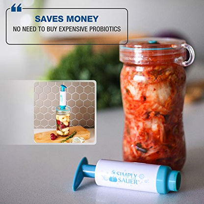 Simply Sauer Fermentation Airlock Bundle Kit - Fits Wide Mouth Mason Jars - Supplies Include Airlocks, Pump