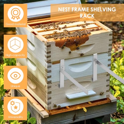 2 Pairs Beehive Frame Holder, Beehive Frame Rack Stainless Steel Large Capacity Bee hive Frame Support Rack Stand for Home Beekeeping Honey Harvesting and Inspection