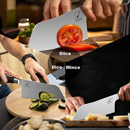 imarku Kitchen Knife, 7 Inch Ultra Sharp Butcher Knife - Japanese SUS440A Stainless Steel Meat Cleaver with Ergonomic Handle, Meat Knife for Home, Kitchen, Restaurant - color: Bronze