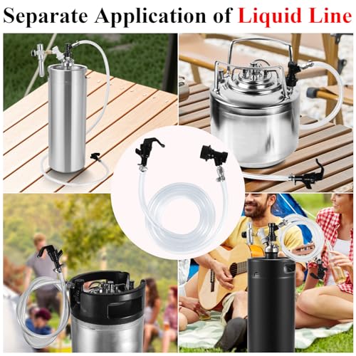 3FT 5/16 Beer Line Tubing & 5FT 5/16 CO2 Gas Line & 1Pair Ball Lock Keg Connectors & 1 Picnic Tap,Cuttable PVC Draft Beer Kegerator Line CO2 Regulator Gas Line Barb Fitting Hose Clamps Kegerator Parts