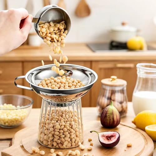 Canning Funnel with Strainer, 2 Pcs Wide Mouth Canning Funnels for Filling Jars, Food-Grade Stainless Steel Canning Funnels for Kitchen