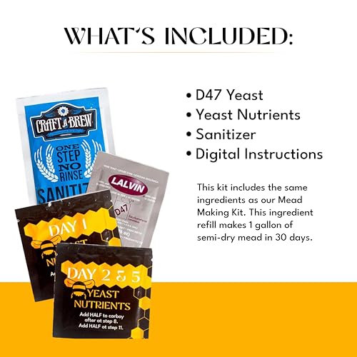 Craft A Brew - Mead Recipe Kit Refill - Staggered Mead Yeast Nutrients - For Healthy and Productive Yeast Fermentation - Ingredients for Home Brewing - Mead Making Supplies - Yields 1 Gallon