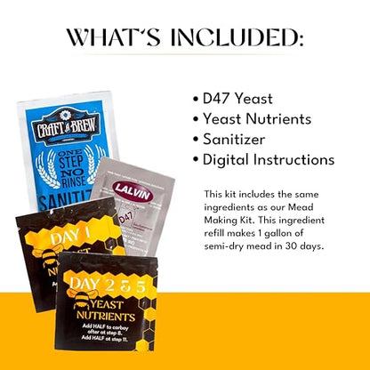 Craft A Brew - Mead Recipe Kit Refill - Staggered Mead Yeast Nutrients - For Healthy and Productive Yeast Fermentation - Ingredients for Home Brewing - Mead Making Supplies - Yields 1 Gallon