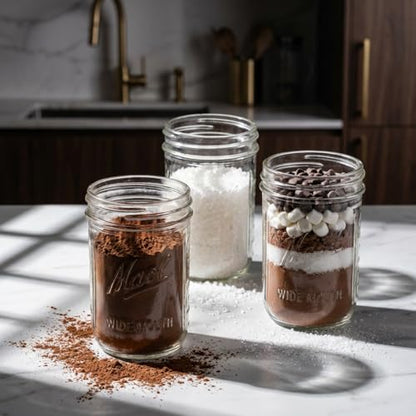 WELLIFE 4 Pack 16 oz Mason Jars with Lids – Wide Mouth Glass Canning Jars, Rust-Proof Airtight Lids with Silicone Seal, Thick Glass Storage Jars with Measurement Marks - color: Clear Mason Jar 16oz-4Pcs