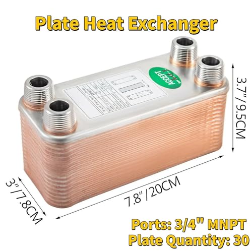 30 40 60 Plates Heat Exchanger Wort Chiller Stainless Steel Brewing Beer Cooler Counterflow Chiller Water Heating(30 Plates) - color: 30 Plates